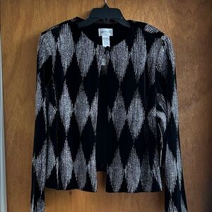 Black and Silver Geometric Velvet Jacket